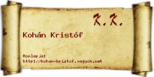 Kohán Kristóf névjegykártya